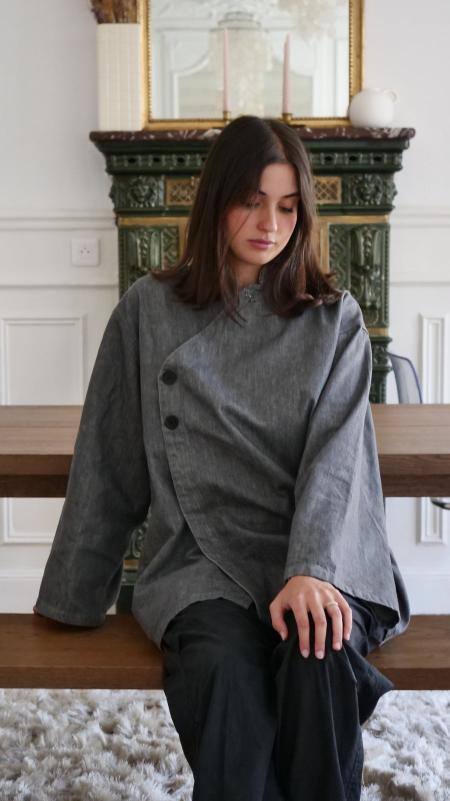 Kimono Asian Gris